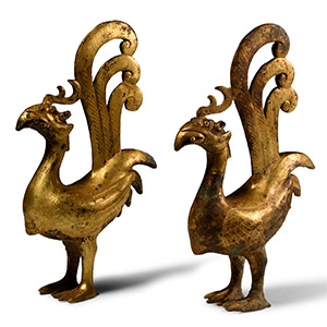 Qing Gilt Bronze Phoenix Attachment Pair