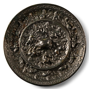 Chinese Tang Tinned Bronze Mirror with Monkeys
