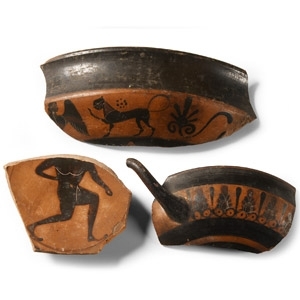Greek Terracotta Attic Black Figure Vessel Fragment Group