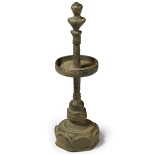 South East Asian Bronze Tiered Oil Lamp with Finial