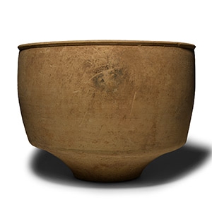 Large Western Asiatic Buff Ware Footed Storage Jar