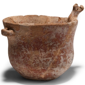 Cypriot Terracotta Vessel with Bulls Head on Rim