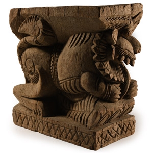 Tamil Carved Architectural Wooden Yali Lion