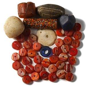 Mixed Glass and Stone Bead Group