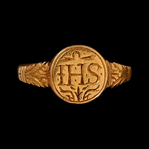 Gold Ring with IHS Monogram
