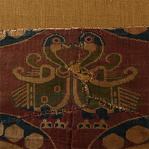 Sassanian Tapestry Fragment with Ducks and Horses