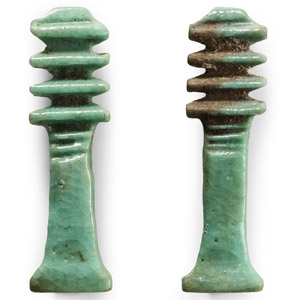 Egyptian Faience Djed Pillar Amulet Group