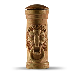 Roman Bone Pyxis with Lion Heads