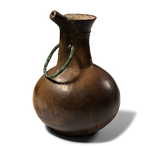 Western Asiatic Terracotta Vessel with Bronze Handle