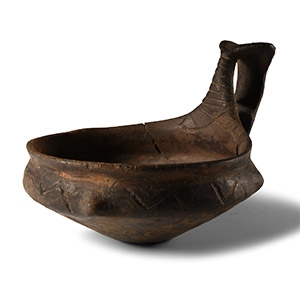 Villanovan Impasto Kyathos with Openwork Handle