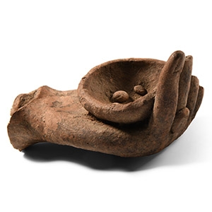 Etruscan Terracotta Hand with Offerings