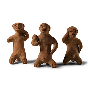 Terracotta Monkey Statuette Group