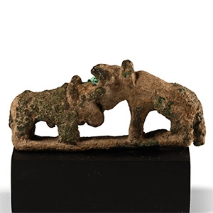 Western Asiatic Bronze Butting Bulls Statuette