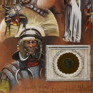 Bronze Roman Coin and Limited Edition Framed Print