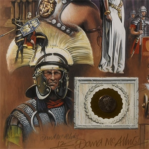 Silver Roman Coin and Limited Edition Framed Print