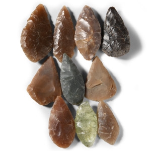 Stone Age Knapped Arrowhead Collection