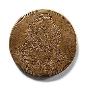 Scandinavian Brass Medallic Roundel of a Noble Lady