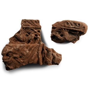 Indian Red Sandstone Carved Freize Fragment Group