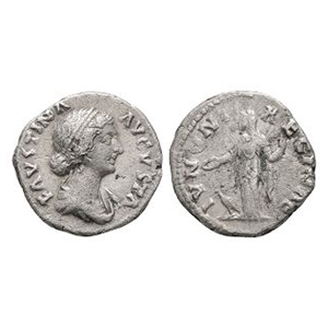 Ancient Roman Imperial Coins - Faustina - AR Juno Denarius