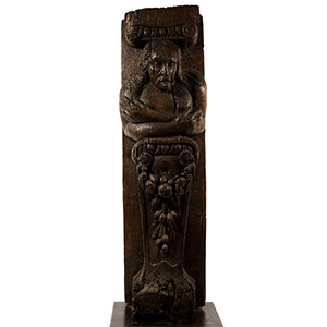 Large Oak Architectural Feature Section with Figure of Charles I