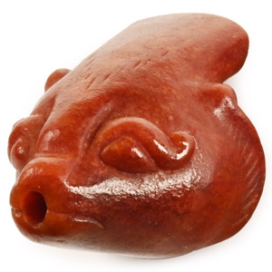 Chinese Han Dyed Jade Bear-Head Vessel Spout