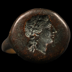 Bronze Signet Ring with Head of Apollo