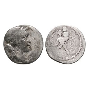 Julius Caesar - Aeneas Carrying Palladium & Anchises AR Denarius