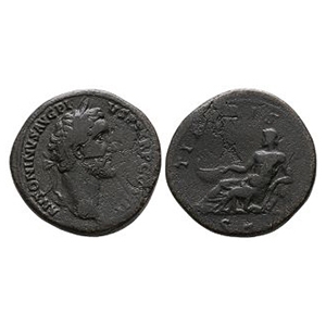 Ancient Roman Imperial Coins - Antoninus Pius - Tiber Reclining AE Sestertius