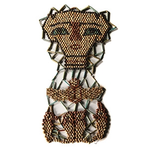 Large Egyptian Faience Beaded Mummy Mask with Sons of Horus