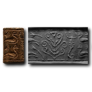 Neo-Assyrian Stone Cylinder Seal with Scorpion and Bird