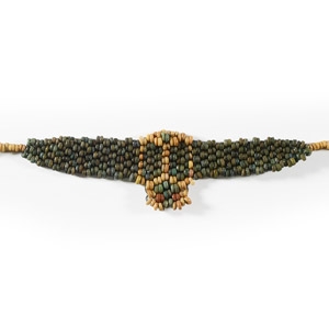 Egyptian Faience Bead Necklace with Winged Scarab Motif