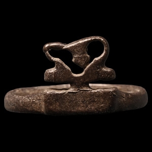 Roman Silver Key Ring with Fretwork Heart