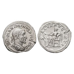 Ancient Roman Imperial Coins - Maximinus I, Thrax - Salus AR Denarius