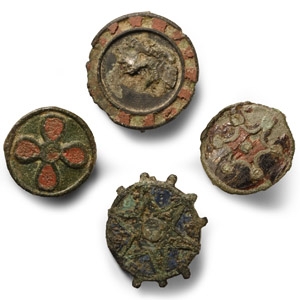Roman Enamelled Bronze Disc Brooch Group