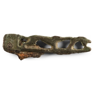 Roman Bronze Folding Knife Handle with Hare and Hound