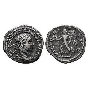 Ancient Roman Imperial Coins - Severus Alexander - Victory AR Denarius