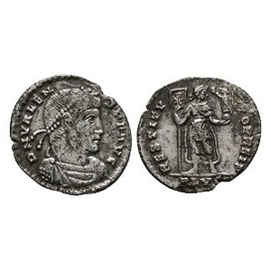 Ancient Roman Imperial Coins - Valens - Emperor Standing AR Siliqua