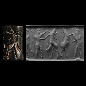 Akkadian Cylinder Seal with Combat Scene