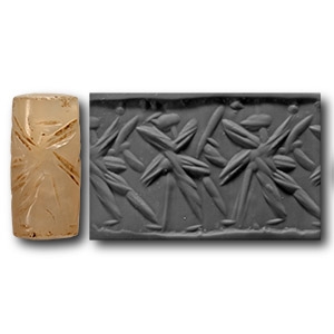 Neo Assyrian Cylinder Seal with Mythical Creatures Walking Left