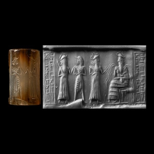 Akkadian Cylinder Seal with Water-God Enki