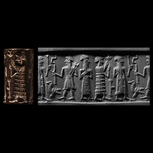 Cappadocian Cylinder Seal with Standing Figures and Lamma