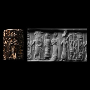 Akkadian Cylinder Seal with Worship Scene