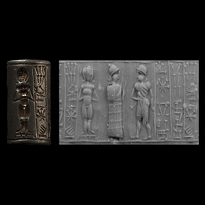 Old Babylonian Cylinder Seal with Worship Scene