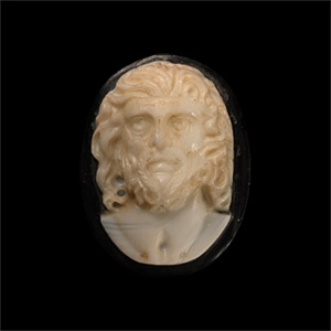 Neoclassical Glass Cameo of a Bearded Man