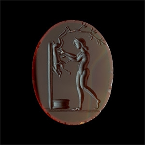 Neoclassical Carnelian Gemstone with Naked Goddess