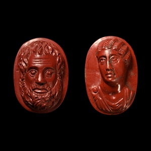Neoclassical Red Jasper Cameo Pair