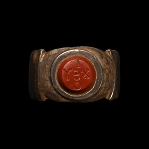 Roman Silver Ring with Later Inscribed Gemstone