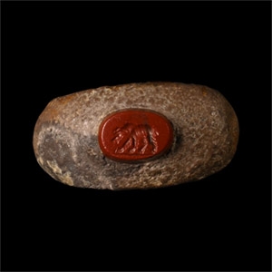 Roman Silver Ring with Hound Gemstone