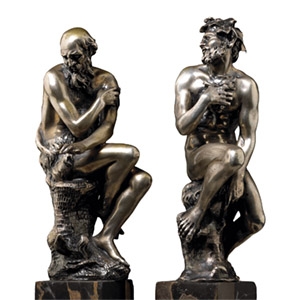 Silvered Statuette Pair
