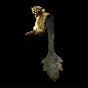 Roman Gilt Bronze Panther Handle